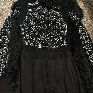 Black Long Sleeve jumpsuit with Silver Studs